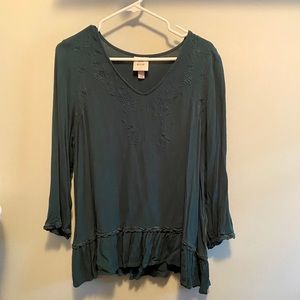 Embroidered Green Top
